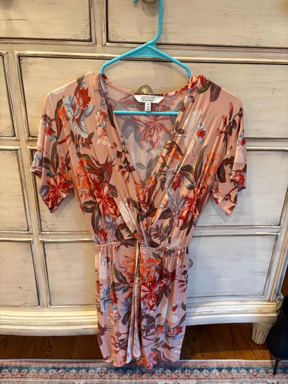 & Other Stories Pink Floral Wrap Midi Dress